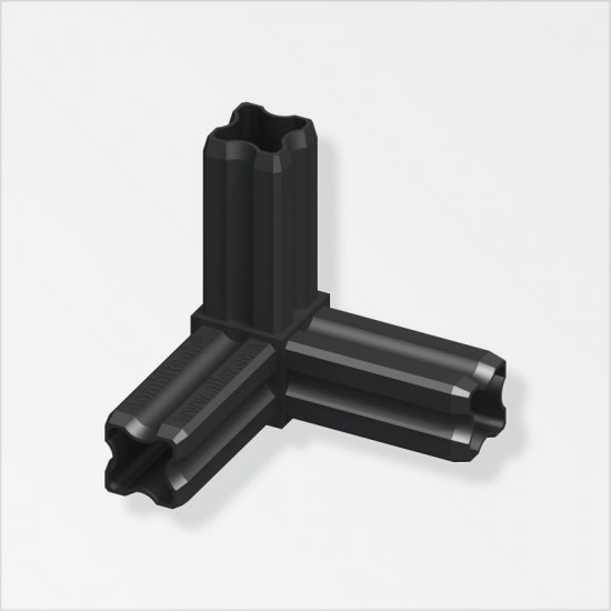 PVC 3 Way Corner Connector 23.5mm Black ProSolve