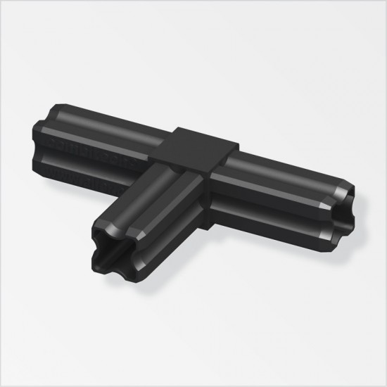 PVC 3 Way Flat Corner Connector 23.5mm Black ProSolve