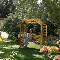 Dartmouth Swing Seat Arbour - Natural Timber - 2330 x 2235 x 1090mm
