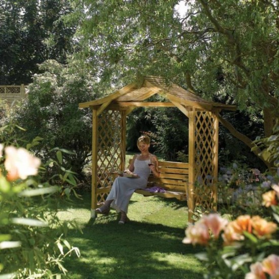 Dartmouth Swing Seat Arbour - Natural Timber - 2330 x 2235 x 1090mm