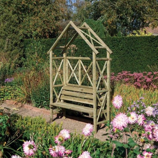Rustic Garden Arch with Seat