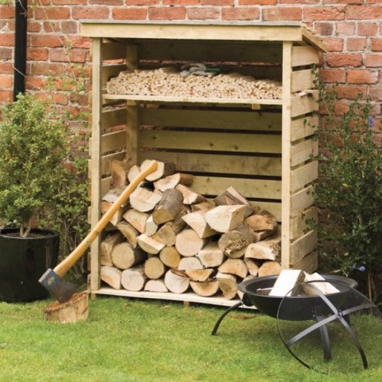 Small Log Store - Natural Timber - 1560 x 1170 x 560mm