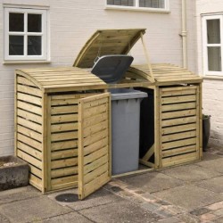 Triple Bin Store - Natural Timber - 1300 x 2305 x 820mm