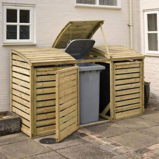 Triple Bin Store - Natural Timber - 1300 x 2305 x 820mm