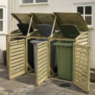 Triple Bin Store - Natural Timber - 1300 x 2305 x 820mm