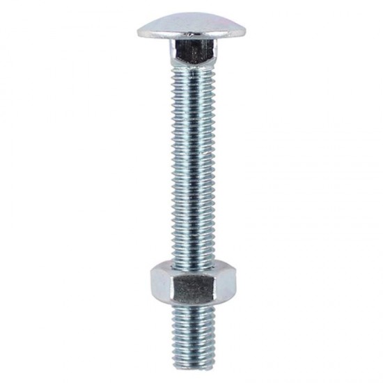 M10 x 50mm BZP Carriage Bolt & Hex Nuts - Pack of 2
