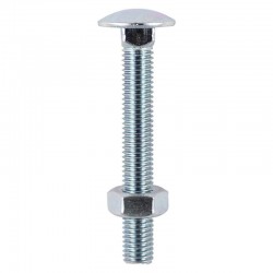 M12 x 130mm BZP Carriage Bolt & Hex Nuts - Pack of 2