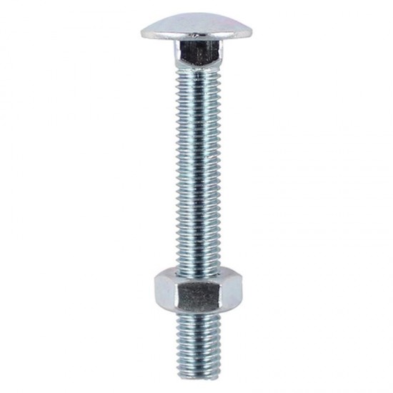 M12 x 75mm BZP Carriage Bolt & Hex Nuts - Pack of 2