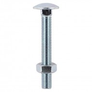 M8 x 50mm BZP Carriage Bolt & Hex Nut - Pack of 4