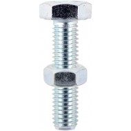 M8 x 50mm BZP Hex Bolt & Nut - Pack of 2