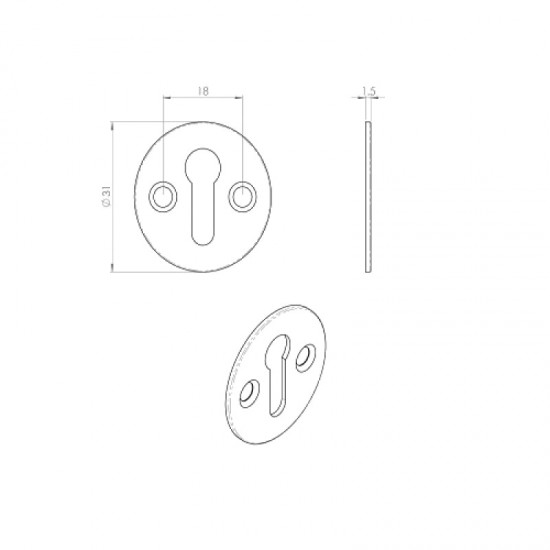 Chrome Escutcheon Key Hole Cover