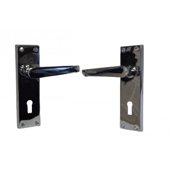 Polished Chrome Victorian Lever Lock Handle (Pair)