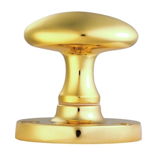 Polished Brass Mortice Oval Knob Handles Set
