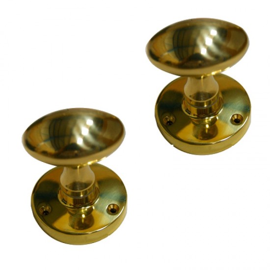 Polished Brass Mortice Oval Knob Handles Set