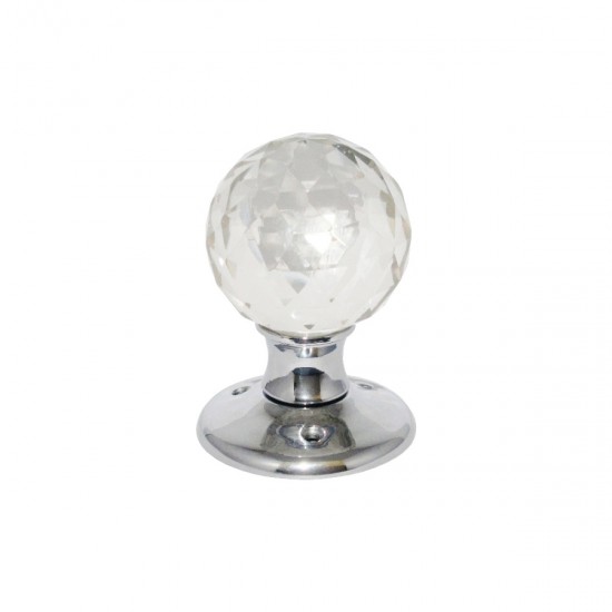 Chrome Plated Glass Ball Mortice Door Knob Handles Set