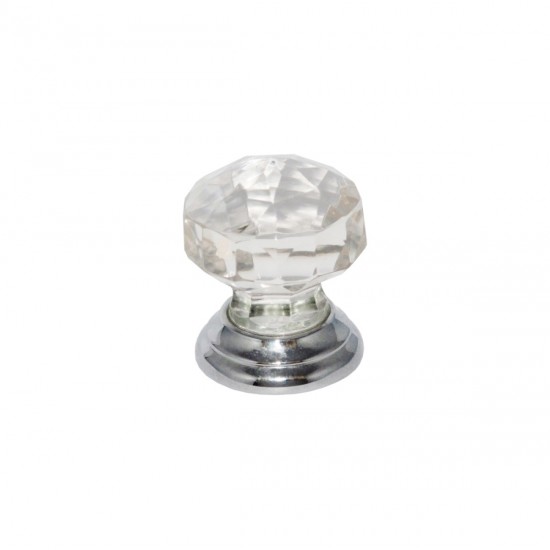 38mm Chrome Plated Glass Faceted Knob