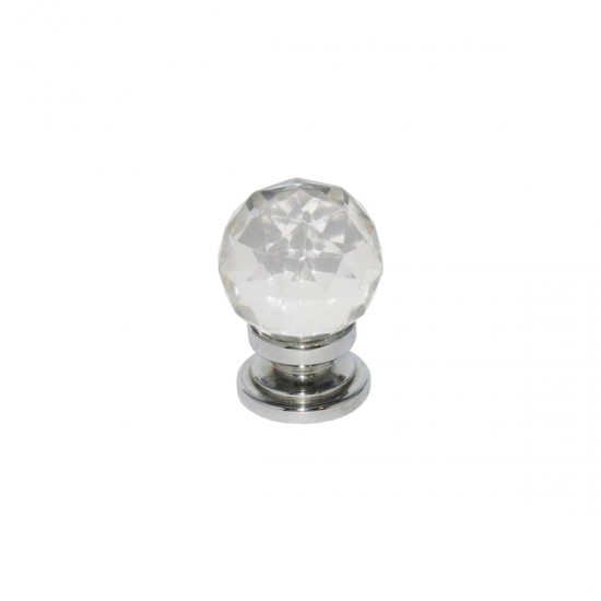 32mm Chrome Plated Glass Ball Cupboard Knob