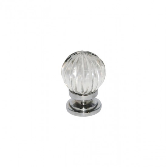 32mm Chrome Plated Pumpkin Glass Cupboard Door Knob