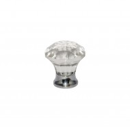 38mm Chrome Solitaire Glass Ball Cupboard Knob