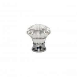 38mm Chrome Solitaire Glass Ball Cupboard Knob