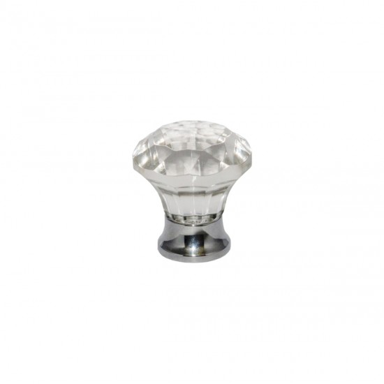 38mm Chrome Solitaire Glass Ball Cupboard Knob