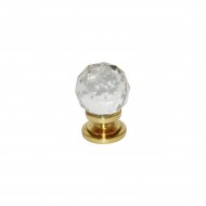 32mm Polished Brass Glass Ball Cupboard Knob