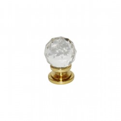32mm Polished Brass Glass Ball Cupboard Knob
