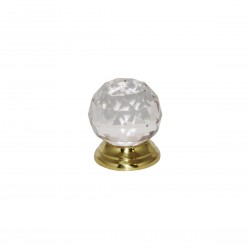 38mm Polished Brass Glass Ball Cupboard Knob