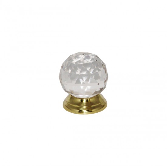38mm Polished Brass Glass Ball Cupboard Knob