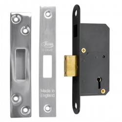 AR-M715-63 Satin Chrome Deadlock 5 Lever SAA with 2 Escutcheons