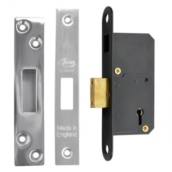 AR-M715-63 Satin Chrome Deadlock 5 Lever SAA with 2 Escutcheons