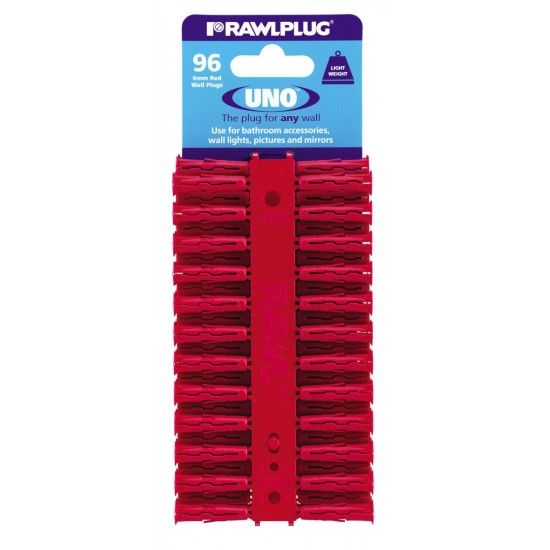 RawlPlug 6 x 28mm Red Uno Wall Plugs 68-520 (Pack of 96)