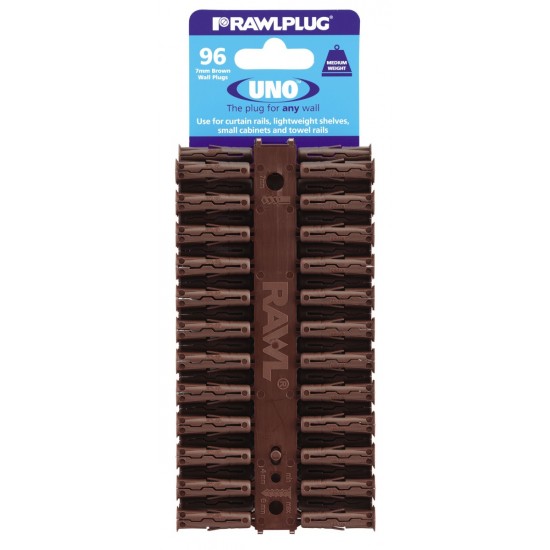 RawlPlug 7 x 30mm Brown Uno Wall Plugs 68-560 (Pack of 96)