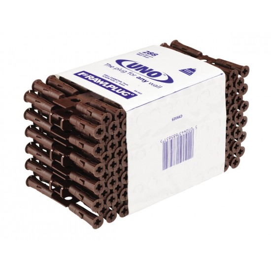 RawlPlug 7 x 30mm Brown Uno Wall Plugs 68-565 (Pack of 288)