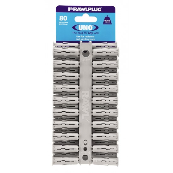 RawlPlug 10 x 36mm Grey Uno Wall Plugs 68-615 (Pack of 80)