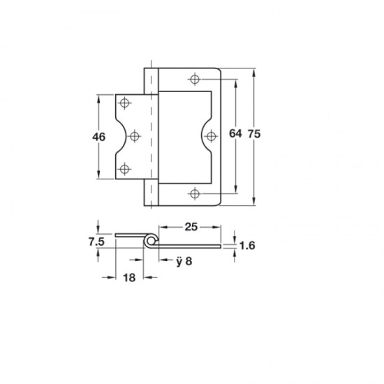 75mm ZP Cupboard Flush Hinges (Pair)