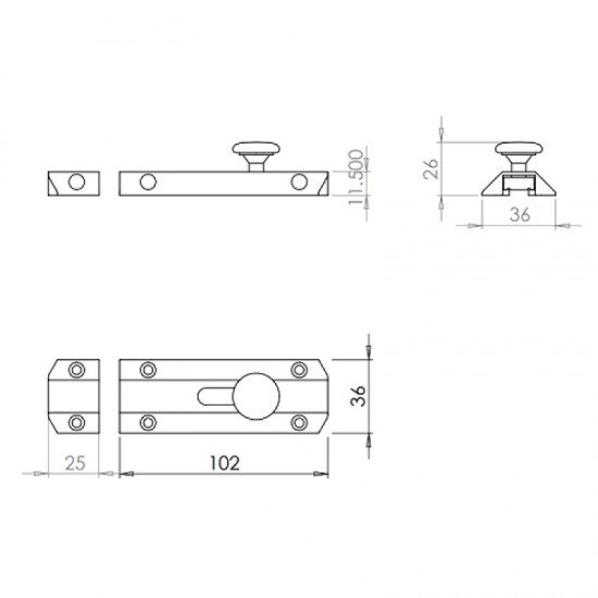 Carlisle Brass 102mm x 35mm Polished Chrome Surface Bolt