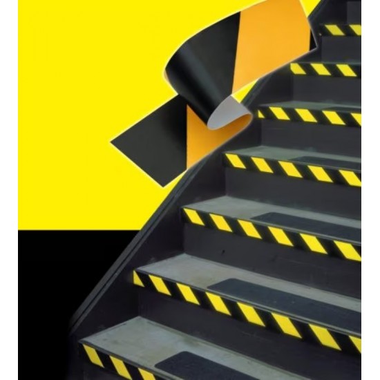 50mm x 33m Black & Yellow Hazard Tape