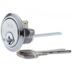 Yale Locks Replacement Rim Cylinder with 2 Keys - Chrome Plated Finish