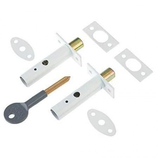 Yale Locks - Door Security Bolt Pack with Key - White Finish