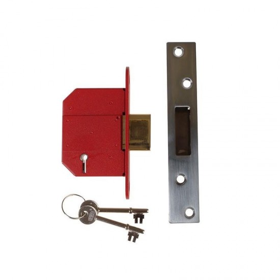 Union Locks BS 5 Lever StrongBOLT Deadlock - Satin Stainless Steel - Size 68
