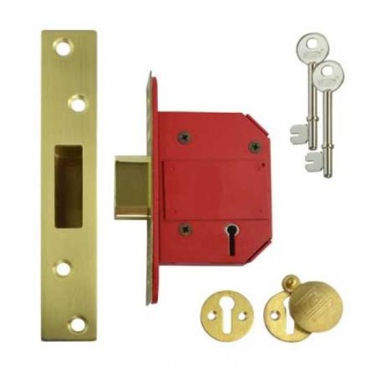Union Locks BS 5 Lever StrongBOLT Deadlock - Satin Stainless Steel - Size 81