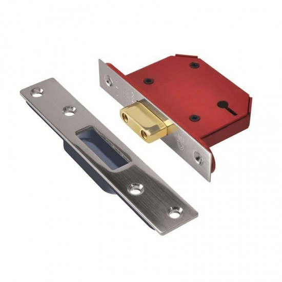 Union Locks 3 Lever StrongBOLT Deadlock - Satin Stainless Steel - Size 81