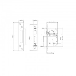 Union Locks BS 5 Lever StrongBOLT Sashlock - Satin Stainless Steel - Size 68