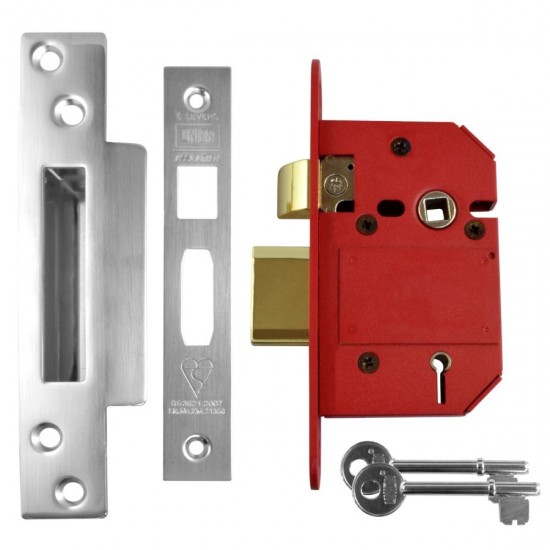 Union Locks BS 5 Lever StrongBOLT Sashlock - Satin Stainless Steel - Size 81