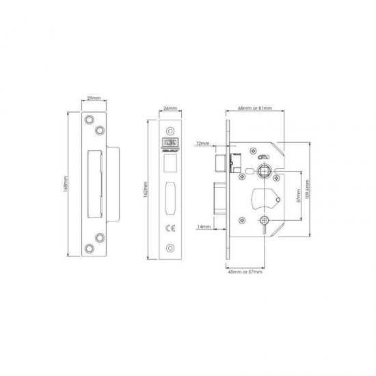 Union Locks StrongBOLT Bathroom Lock - Satin Stainless Steel - Size 68