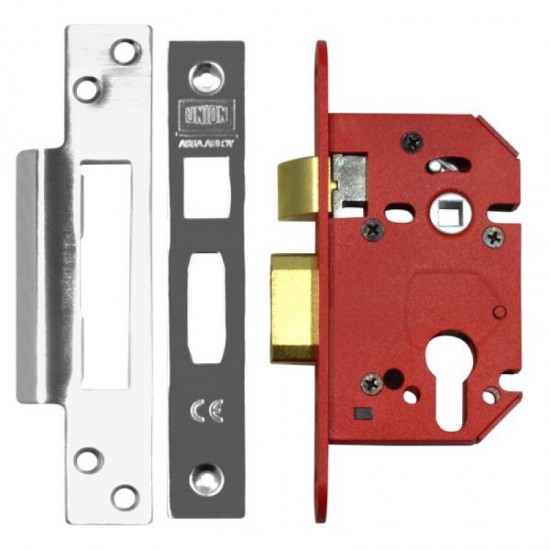 Union 22EU Euro Profile Cylinder StrongBOLT Sashlock - SSS Finish - Size 81