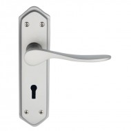 Dale Hardware - Calver Lever Handles On Backplate - SCP Finish - Lever Lock
