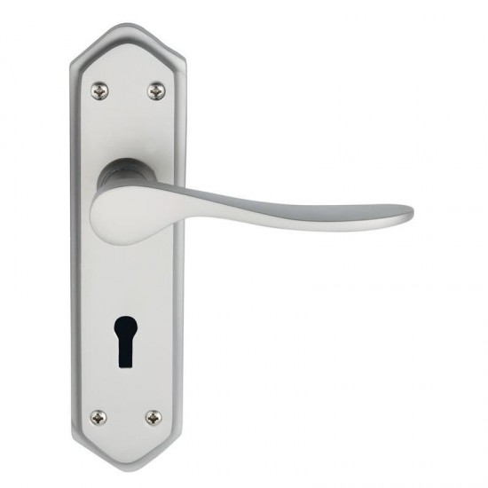 Dale Hardware - Calver Lever Handles On Backplate - SCP Finish - Bathroom