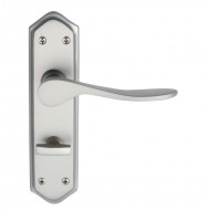 Dale Hardware - Calver Lever Handles On Backplate - SCP Finish - Bathroom